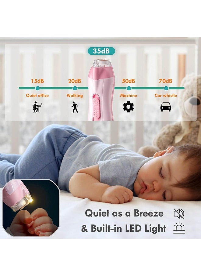 Fazza Baby Nail File Electric, Gentle Trimmer Electric, Rechargable, with LED light, 7 Replacement Pads (Pink)  - Image 4