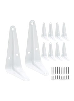 Y&D 10Pcs White Wall Shelf Brackets 4 Inch, SYOSI Heavy Duty L Bracket Corner Brace Support, Metal Joint Angle for Hanging, Floating Shelves with Screws and Nut (10 x 7.6cm)  - Image 1