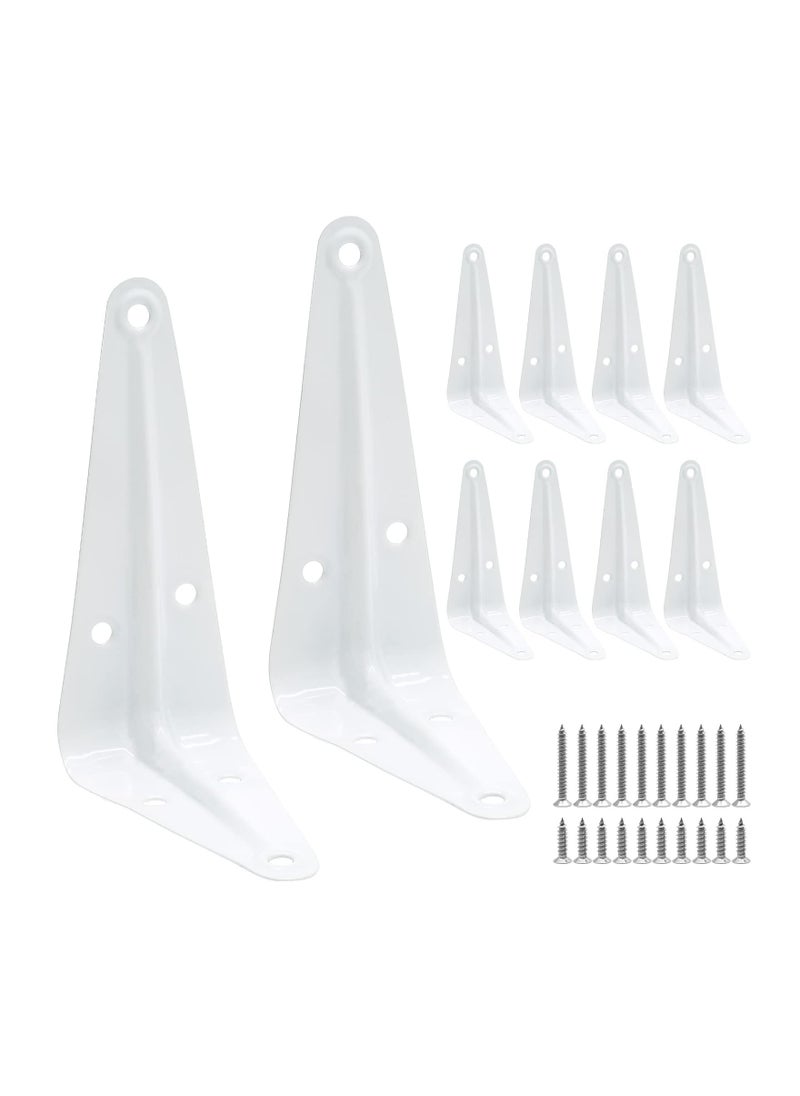 Y&D - 10Pcs White Wall Shelf Brackets 4 Inch, SYOSI Heavy Duty L Bracket Corner Brace Support, Metal Joint Angle for Hanging, Floating Shelves with Screws and Nut (10 x 7.6cm) - Image 1