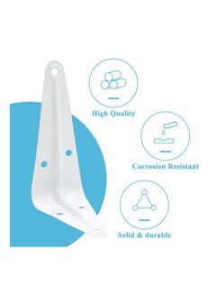 Y&D 10Pcs White Wall Shelf Brackets 4 Inch, SYOSI Heavy Duty L Bracket Corner Brace Support, Metal Joint Angle for Hanging, Floating Shelves with Screws and Nut (10 x 7.6cm)  - Image 5
