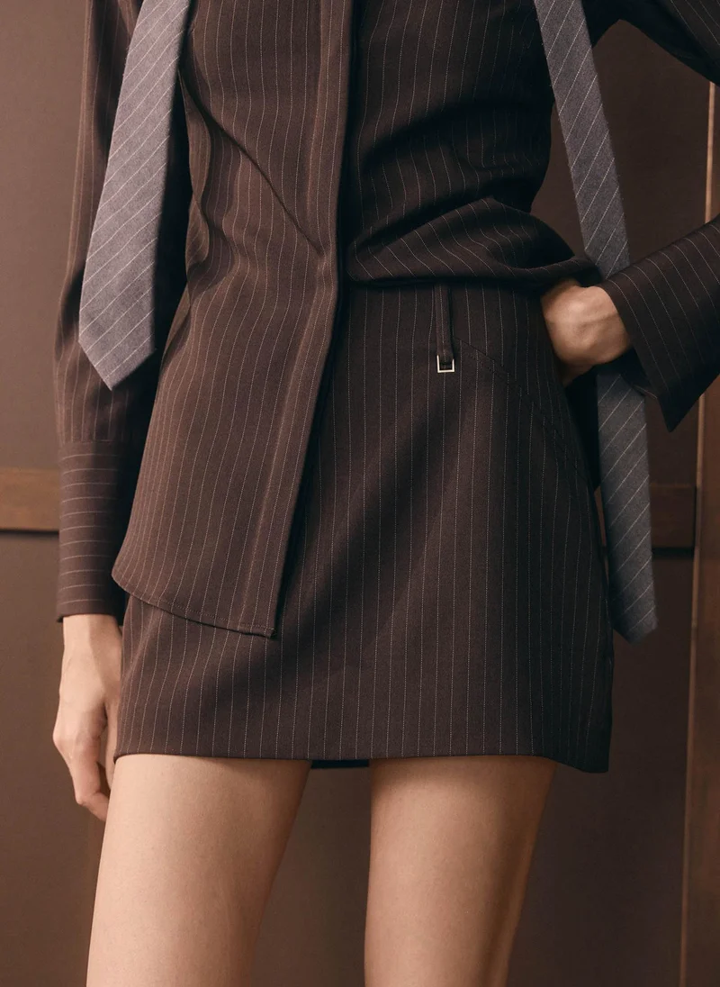Striped mini skirt with metallic detailing