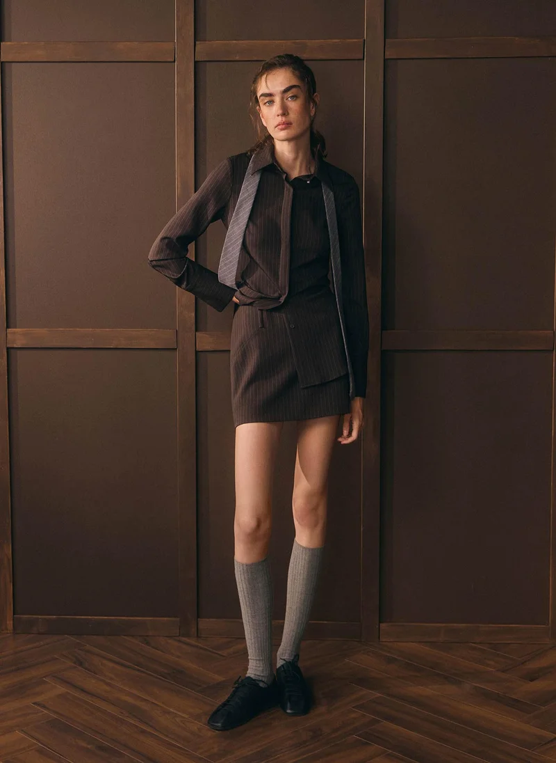 Lichi  Striped mini skirt with metallic detailing for Women | Best Price UAE
