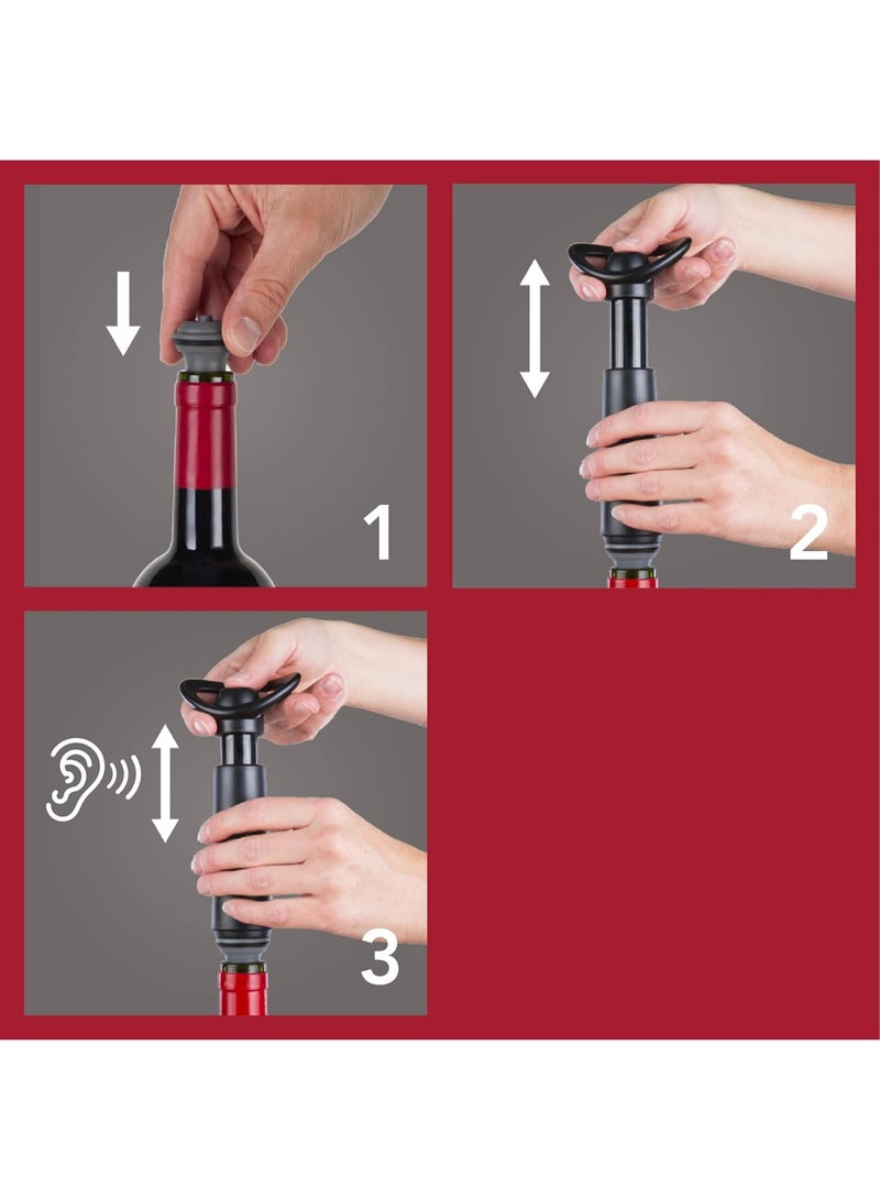 Vacu Vin Vacu Vin Saver Concerto - Black - 1 Pump 4 Stoppers - Stoppers for Bottles with Vacuum Pump and Pourer - Reusable - Made in the Netherlands  - Image 2
