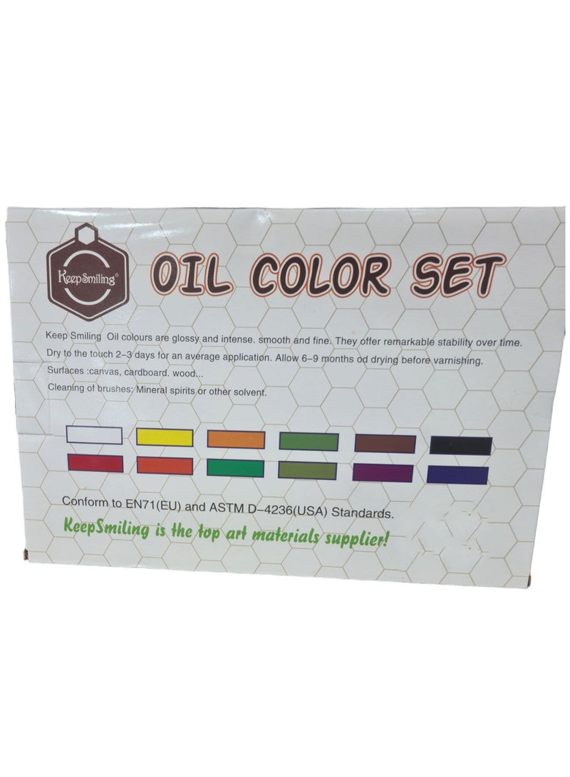 كيب سمايلينج مجموعة ألوان زيتية 12 قطعة متعددة الألوان مع 3 باليت فرش واسفنجة - Image 2