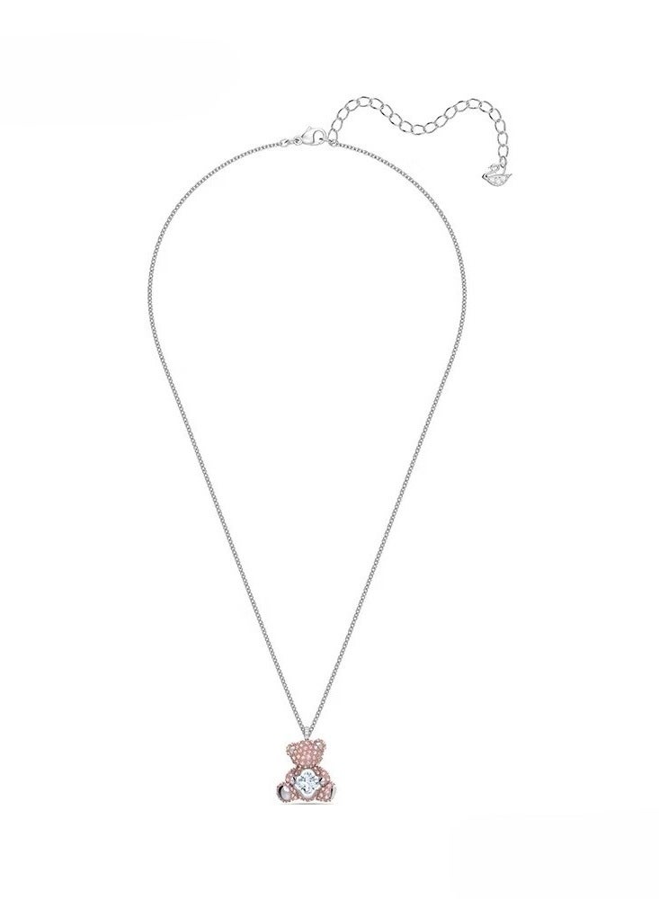 Pink Teddy Bear Crystal Necklace - Image 2