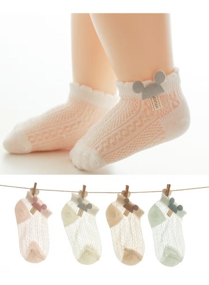 Baby socks summer thin baby socks floral super comfortable 4 pairs (6-12 months) - Image 1