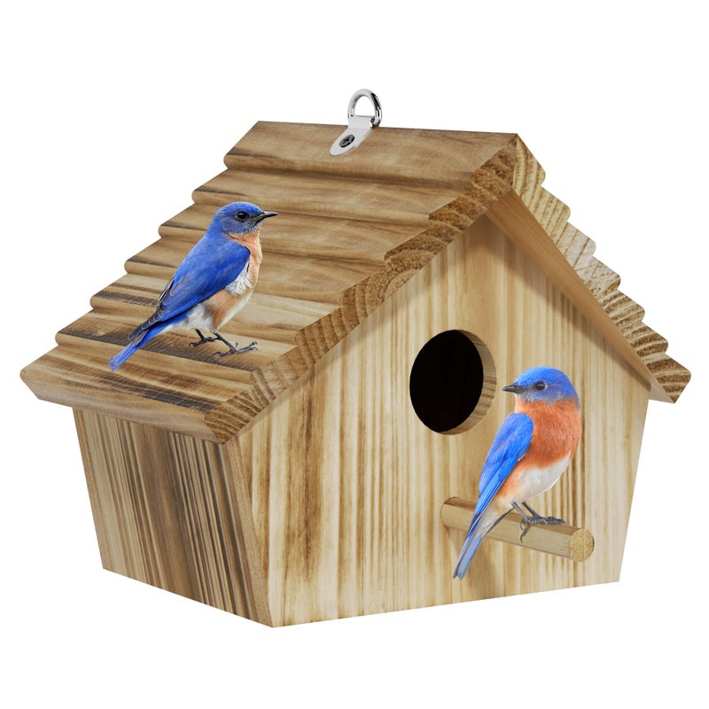 Auslar Bird House, Bird Houses for Outside, Wooden Birdhouse for Outdoors, Hanging Bluebird House for Cardinals Finch Wren Swallow for Wild Bird Viewing - Image 1