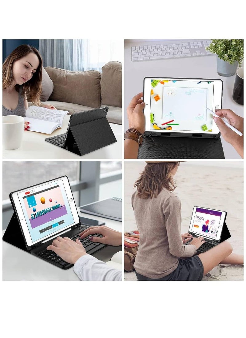GENNEXT - Keyboard Case For iPad 10.2” 9th/8th/7th Generation With Pencil Holder Detachable Wireless Bluetooth Keyboard, Folio Stand Cover For iPad 10.2 inch (2021/2020/2019) Black - Image 1