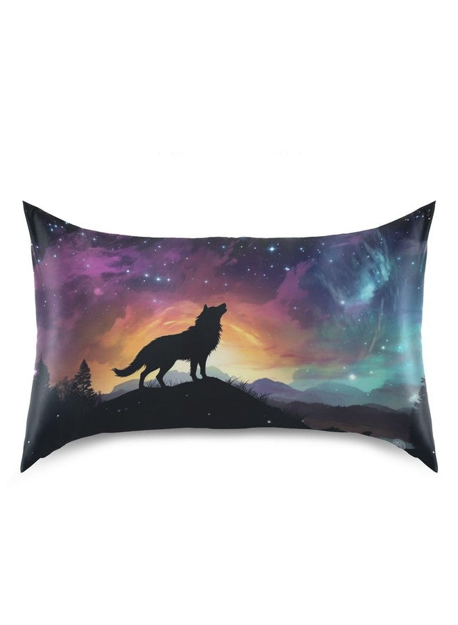 YETTASBIN Galaxy Wolf Satin Pillowcase, Soft Breathable Silk Pillow Case with Envelope Closure for Hair and Skin, Standard Size 26 x 20 Inch - Image 3