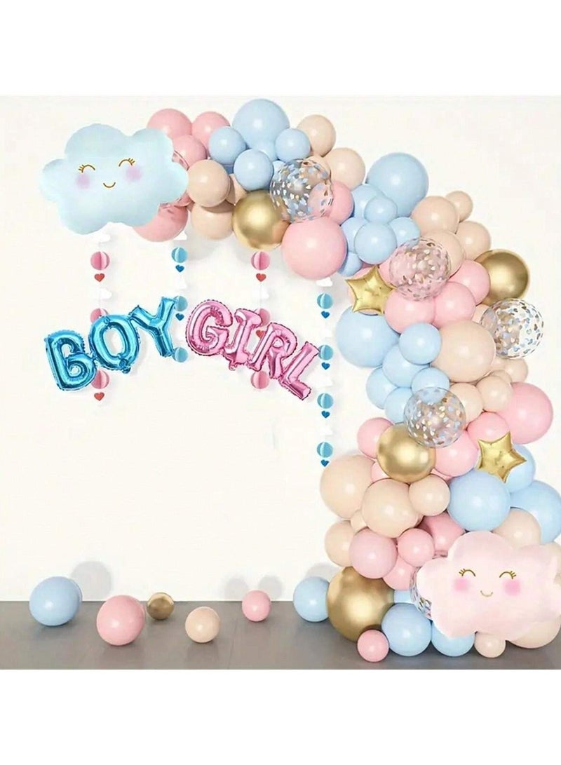 Gender Reveal Party Decoration Balloons – Set of 59 Pieces Includes pink and blue balloons, confetti balloons, "Girl" and "Boy" letter balloons, along with star and cloud shapes. Perfect for gender reveal celebrations. - Image 3