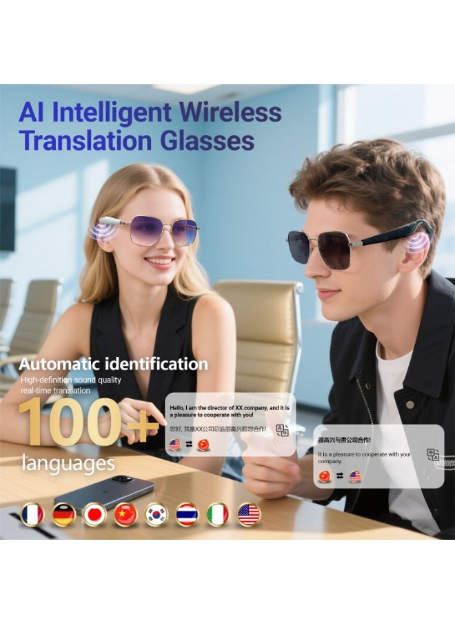 Generic Ai Translation Bluetooth Glasses Multi-Language Real-Time Translation Glasses Listen To Music And Make Calls Smart Uv-Proof Sunglasses  - Image 5