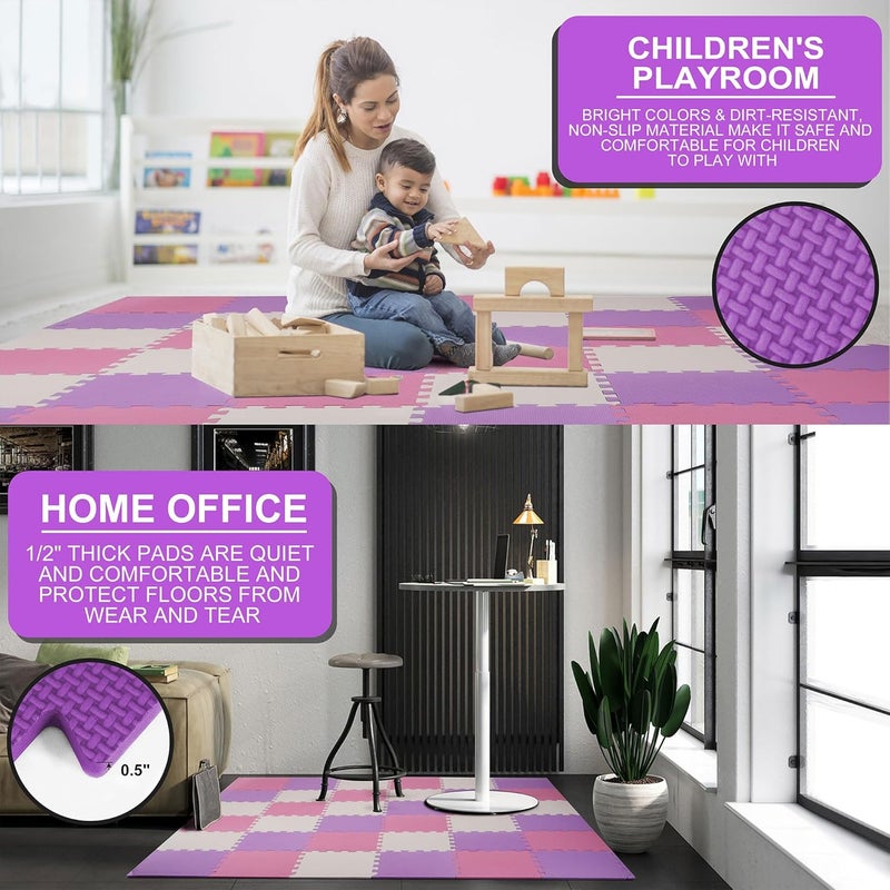 BalanceFrom Foam Floor Tiles for Kids - Non-Toxic Comfortable Baby Play Mat and Interlocking Foam Tiles for Crawling & Development, Soft Play Mat for Babies, 36 Tiles Cover 36 SQ SF - Image 4