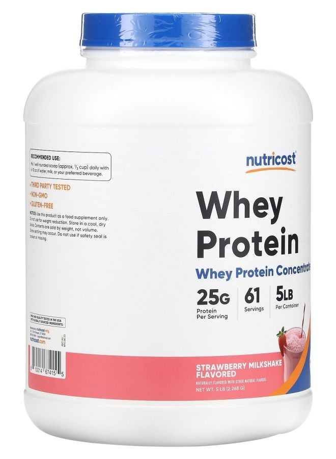 Nutricost Whey Protein Concentrate Strawberry Milkshake 5 lb (2268 g) - Image 2