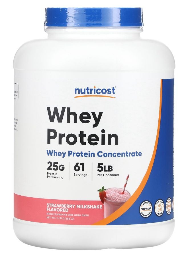 Nutricost Whey Protein Concentrate Strawberry Milkshake 5 lb (2268 g) - Image 1