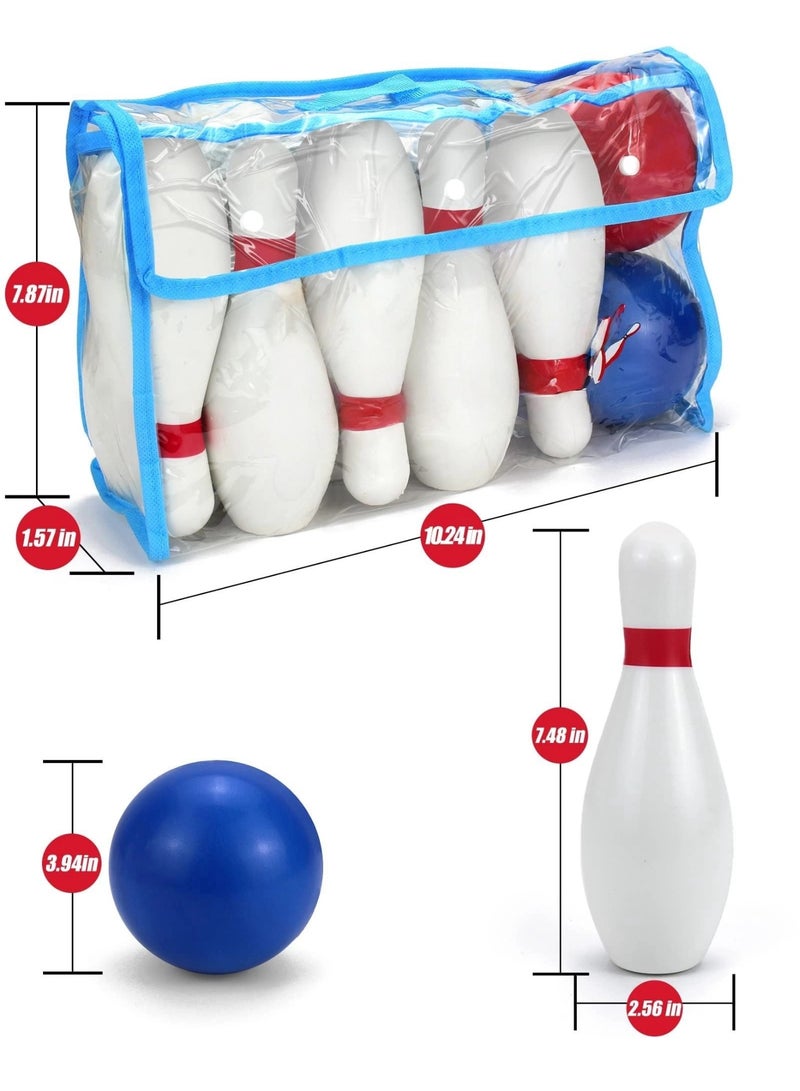 12PCS Bowling Set with 10 Soft Foam Bowling Pins 2 Balls, Indoor Outdoor Bowling Toys for 3-8 Years Old Bowling Pins and Ball Set, Full Bowling Alley Set for Family and Friends - Image 2