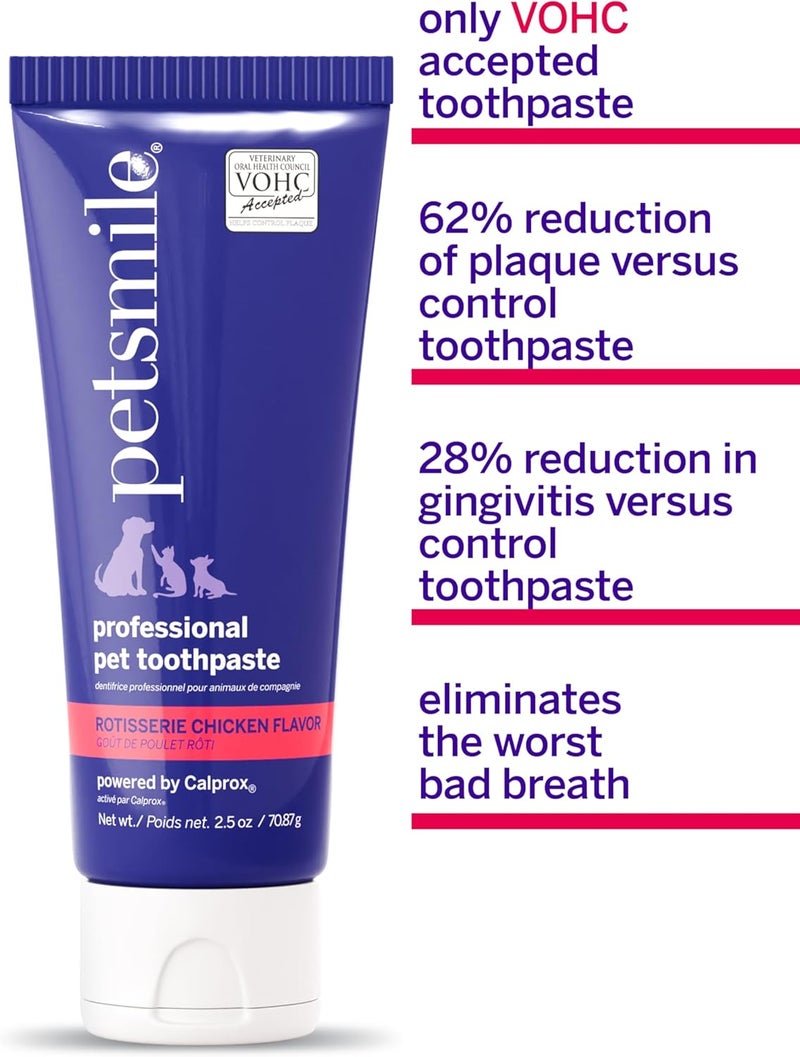 petsmile Professional Dog Toothpaste | VOHC Approved Flavored Pet Toothpaste with Plaque Control | Human-Grade Ingredients Clean Teeth & Improves Dental Health (Rotisserie Chicken, 2.5 Oz) - Image 2