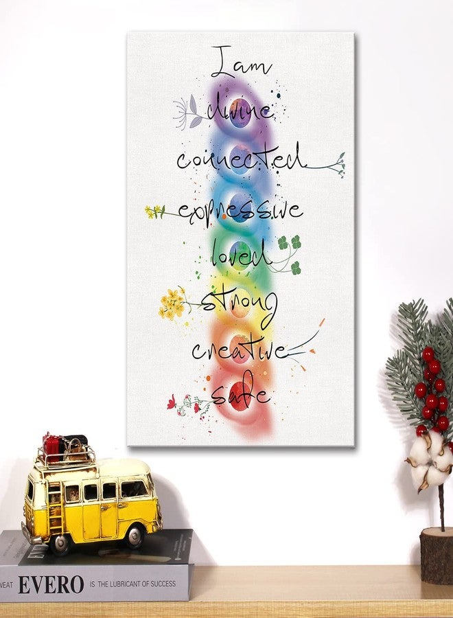 JerLoe Inspirational 7 Chakra Meditation Quote Canvas Wall I am Divine Connected Expressive Canvas Print Positive Poster Painting Wall Decor Framed Gift 12x15 Inch - Image 4