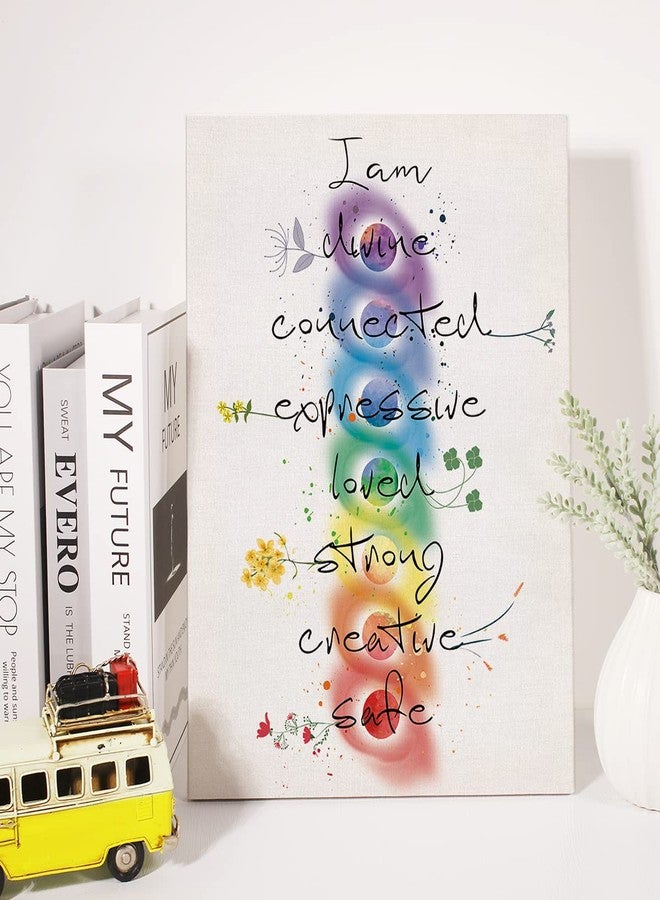 JerLoe Inspirational 7 Chakra Meditation Quote Canvas Wall I am Divine Connected Expressive Canvas Print Positive Poster Painting Wall Decor Framed Gift 12x15 Inch - Image 3