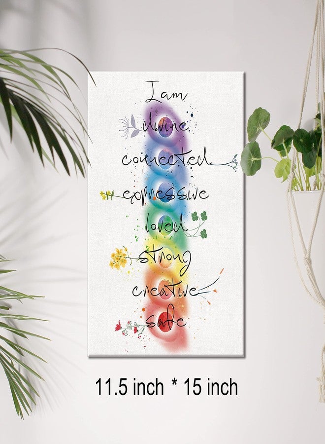 JerLoe Inspirational 7 Chakra Meditation Quote Canvas Wall I am Divine Connected Expressive Canvas Print Positive Poster Painting Wall Decor Framed Gift 12x15 Inch - Image 2