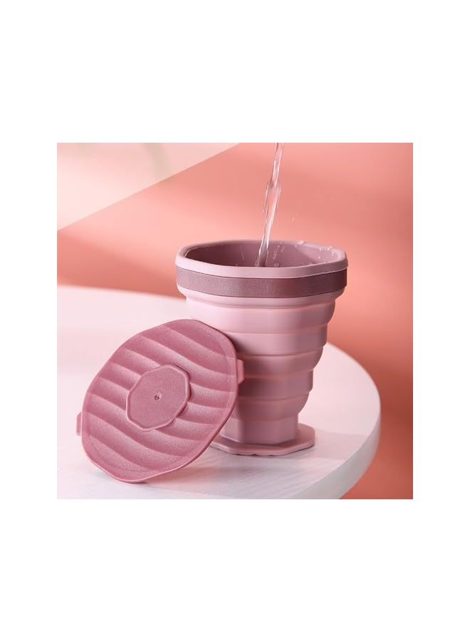 PROMASS Pack Of 2 Foldable Silicone Cups, Reusable Portable Cup Set, Foldable Travel Cups With Plastic Sealing Lid, Space Saving Reusable Retractable Cups Suitable For Camping And Hiking - Image 4
