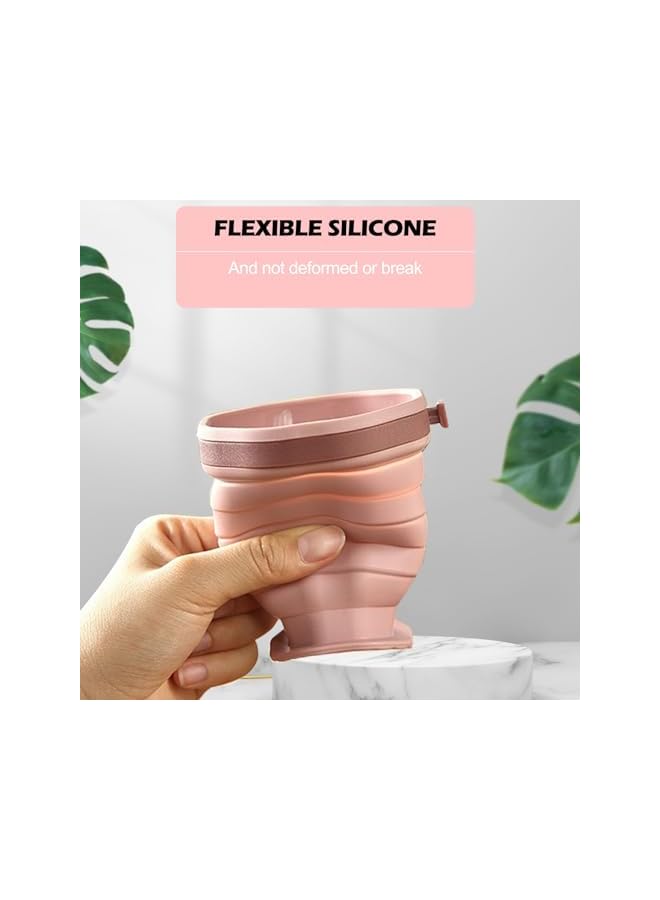 PROMASS Pack Of 2 Foldable Silicone Cups, Reusable Portable Cup Set, Foldable Travel Cups With Plastic Sealing Lid, Space Saving Reusable Retractable Cups Suitable For Camping And Hiking - Image 5