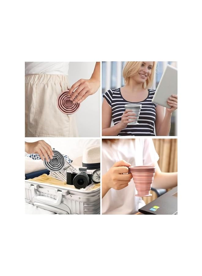 PROMASS Pack Of 2 Foldable Silicone Cups, Reusable Portable Cup Set, Foldable Travel Cups With Plastic Sealing Lid, Space Saving Reusable Retractable Cups Suitable For Camping And Hiking - Image 2