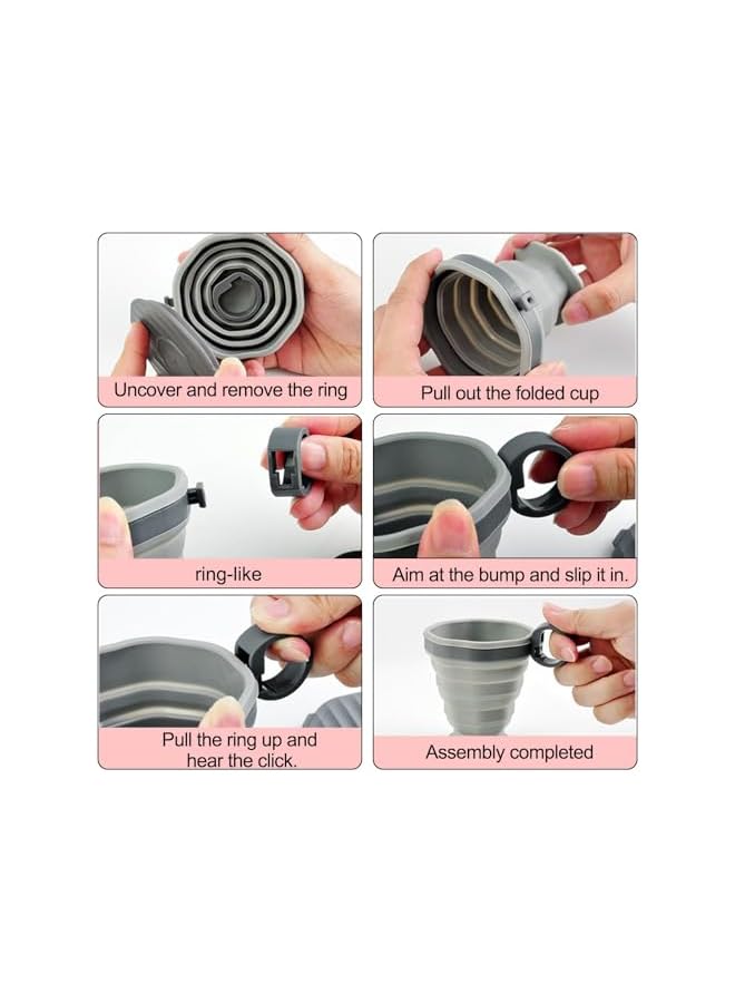 PROMASS Pack Of 2 Foldable Silicone Cups, Reusable Portable Cup Set, Foldable Travel Cups With Plastic Sealing Lid, Space Saving Reusable Retractable Cups Suitable For Camping And Hiking - Image 3