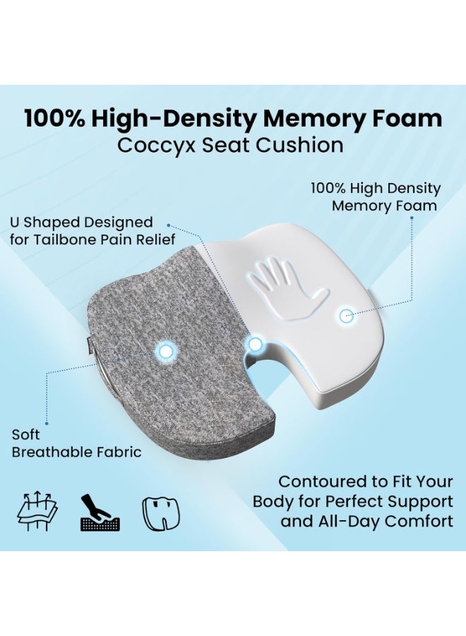 Carefoam Memory Foam Coccyx Seat Cushion for Tailbone Pain Relief – Sciatica, Lower Back & Hip Support – Orthopedic Chair Cushion, 18 x 14 x 3 Inch, Black Melange - Image 5