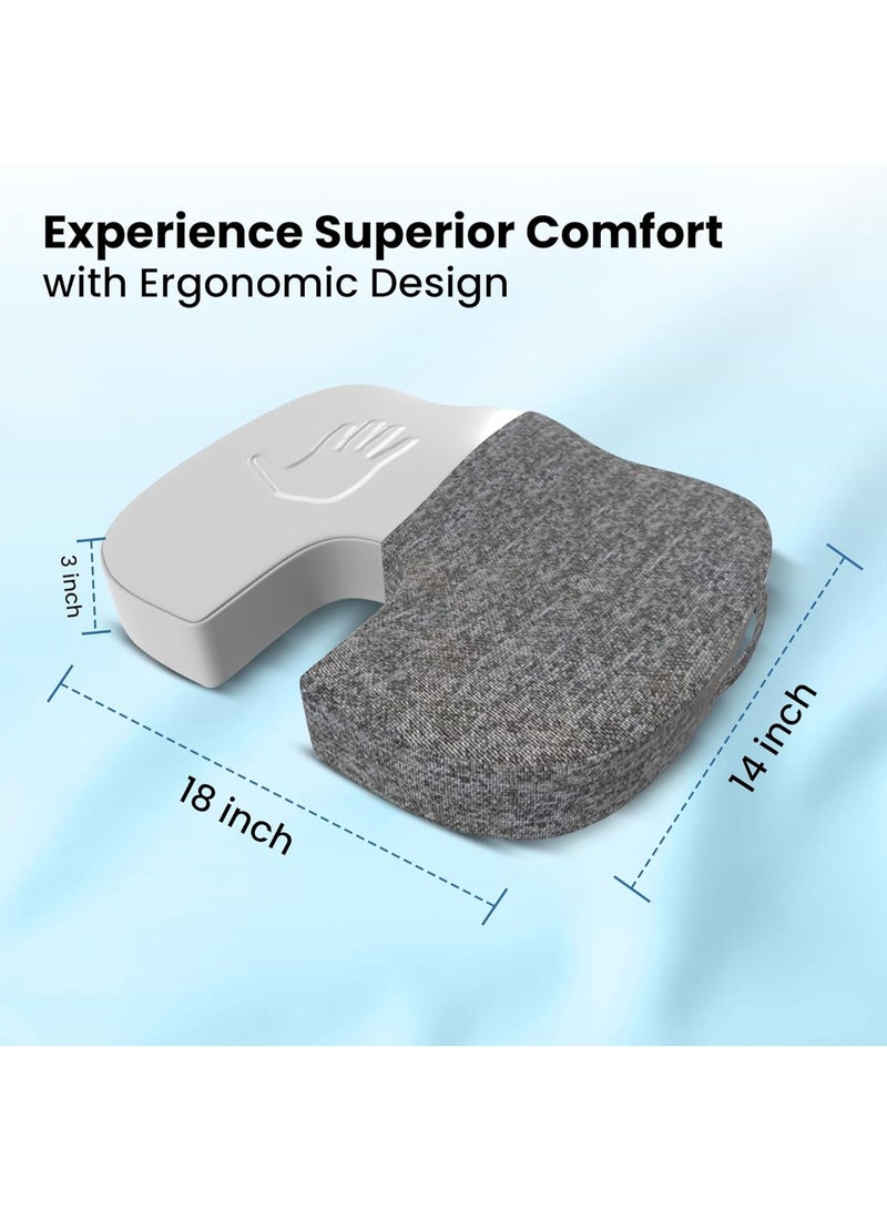 Carefoam Memory Foam Coccyx Seat Cushion for Tailbone Pain Relief – Sciatica, Lower Back & Hip Support – Orthopedic Chair Cushion, 18 x 14 x 3 Inch, Black Melange - Image 2