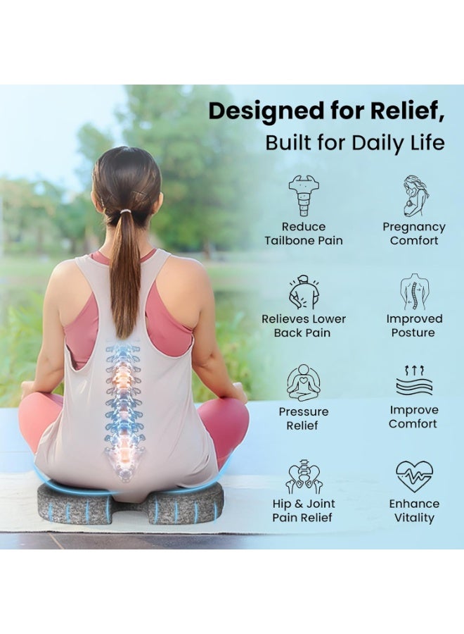 Carefoam Memory Foam Coccyx Seat Cushion for Tailbone Pain Relief – Sciatica, Lower Back & Hip Support – Orthopedic Chair Cushion, 18 x 14 x 3 Inch, Black Melange - Image 3