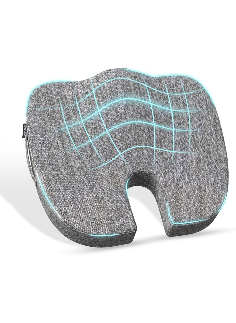 Carefoam Memory Foam Coccyx Seat Cushion for Tailbone Pain Relief – Sciatica, Lower Back & Hip Support – Orthopedic Chair Cushion, 18 x 14 x 3 Inch, Black Melange - Image 1