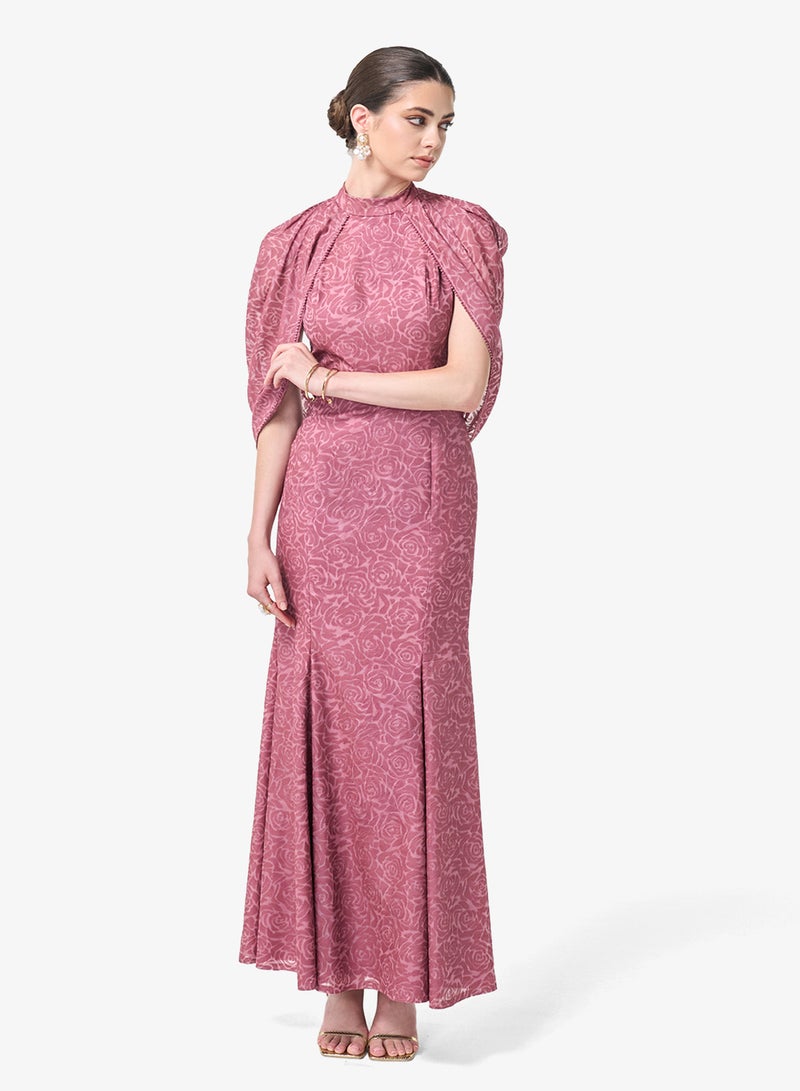 ثريدز باي اجوني فستان ماكسي بياقة عالية لامع - Image 4