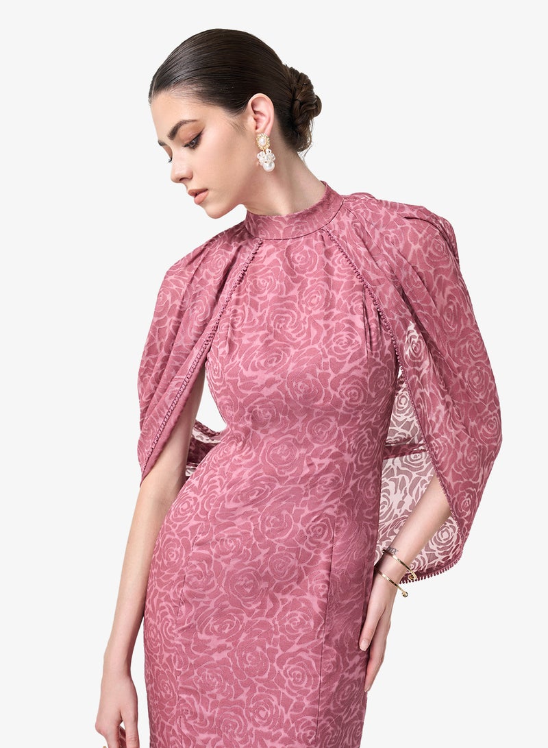 ثريدز باي اجوني فستان ماكسي بياقة عالية لامع - Image 3