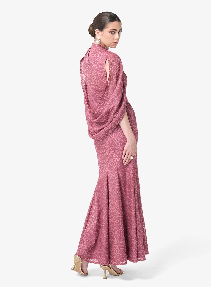 ثريدز باي اجوني فستان ماكسي بياقة عالية لامع - Image 2