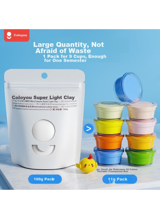 Coloyou Ultra-light Clay, Safe Modeling Clay, Play Dough, Art And Craft Material, 100 Grams White Clay, Large Package - Image 1