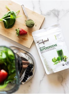 sunfood superfoods Super Greens Powder, Organic Green Juice/Smoothie Mix w/Digestive Enzymes & Probiotic for Gut Health, Good Source of Liquid Chlorophyll, Spirulina & Chlorella, 8 oz, 22 Servings  - Image 5
