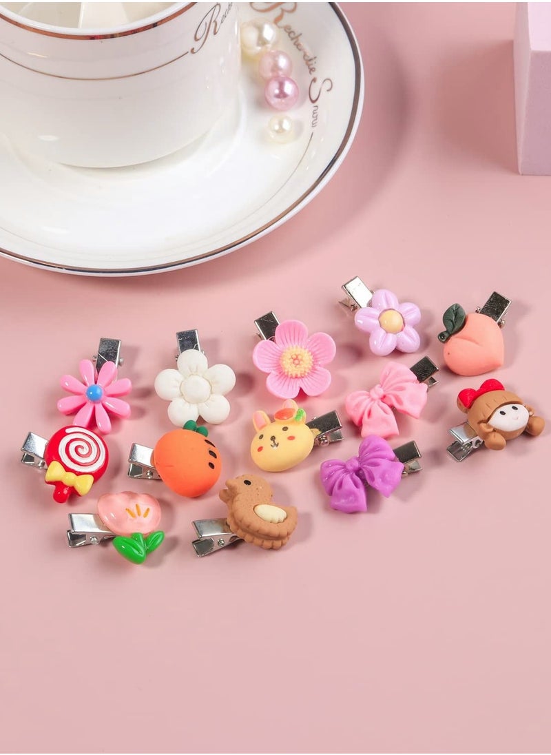 Y&D Baby Girls Hair Clips Cute Animal Fruit Flower Pattern Fully Ribbon Lined clips for Infants toddlers kids Teens 50 Pieces  - Image 2