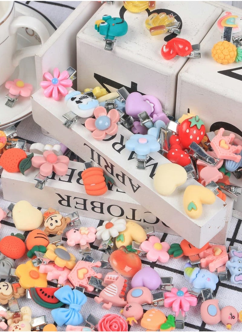 Y&D Baby Girls Hair Clips Cute Animal Fruit Flower Pattern Fully Ribbon Lined clips for Infants toddlers kids Teens 50 Pieces  - Image 5