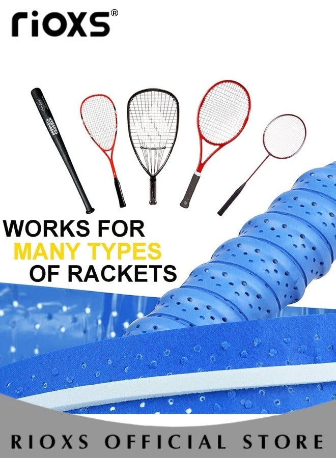 RIOXS 12 Pack Overgrip Racket Handle Grip Tape Flat Hand Gel for Tennis Badminton and Pickleball Hand Gel Sweatband Includes 6 Colors - Image 2