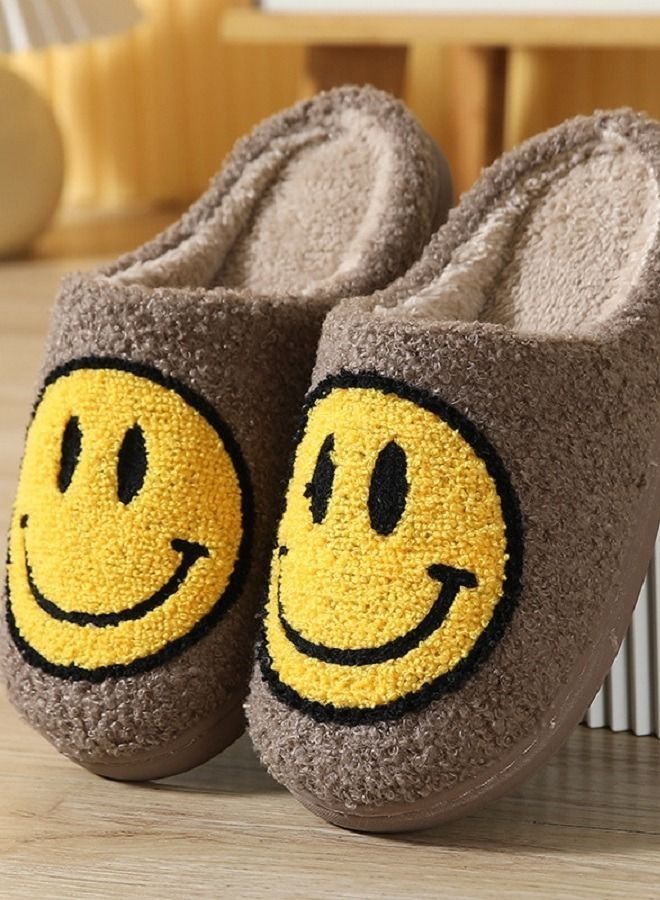 نيبمينينت Smiley Face Designed Bedroom Slippers Coffee - Image 1