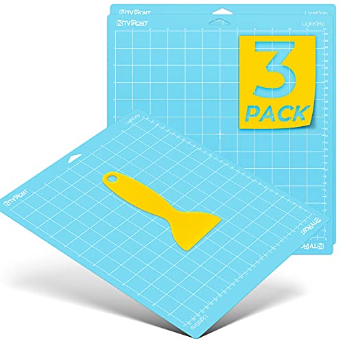 HTVRONT Light Grip Cutting Mat for Cricut 3 Pack Cutting Mat 12x12 for Cricut Maker 3MakerExplore 3Air 2AirOne Light Adhesive Sticky Quilting Cutting Mats Replacement Accessories