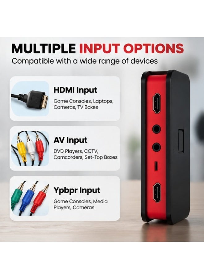 1080P HD video capture device with HDMI, AV, and YPbPr inputs and direct USB recording for games, cameras, and media devices. - Image 3