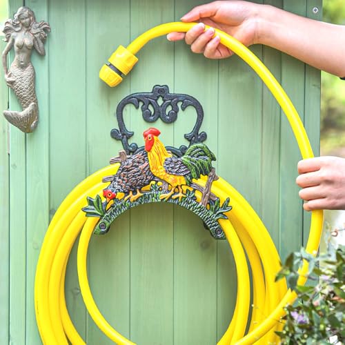 Sungmor Heavy Duty Cast Iron Hose Holder, Garden & Yard Decorative Cocks Wall Mounted Hose Butler, Water Pipe Holds, Rack, Hanger, Antique Wall Decorations - Image 2