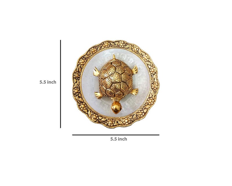 Collectible India سلحفاة معدنية هندية قابلة للجمع على طبق تمثال لجلب الحظ هدية فاستو للمهنة والحظ ديكور منزلي - Image 4