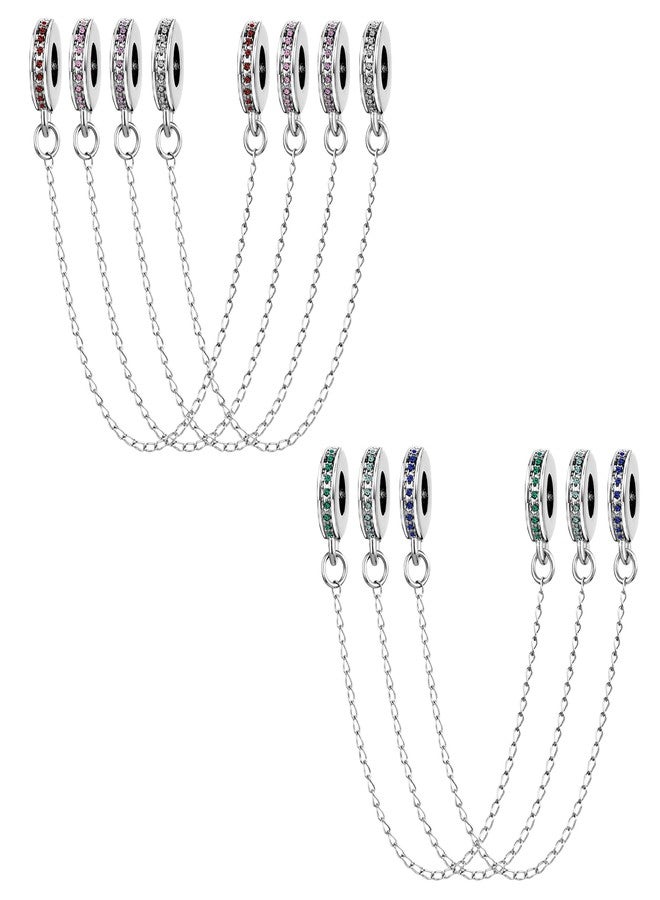 MiiFort Green May Cubic Zirconia Safety Chain Link Charm fits Pandora Moments Bracelets Birthstones Birthday Jewelry Gift for Women - Image 4