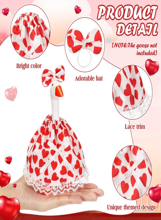 Simlakey 1 Set Valentines Day 7 Inch Mini Desk Goose Outfits Romantic Dress and bow Hat Valentines desk goose Costume Magnetic Geese Key Holder Costume for Duck Statue Decor (Classic) - Image 3
