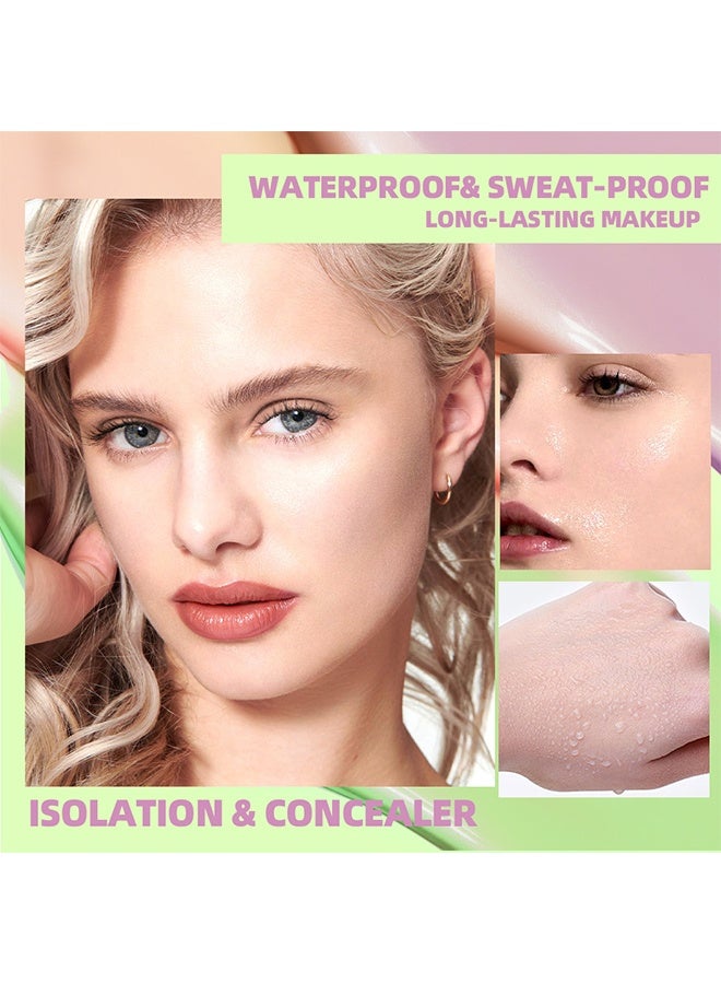 كيو آي بست كريم خافي العيوب ثلاثي الألوان، أساس للوجه 3 في 1 قبل المكياج، واقٍ من الشمس SPF 50 ومصحح ألوان، قاعدة مكياج مرطبة طويلة الأمد، ينعم الخطوط الدقيقة، يتحكم في الزيوت، يصحح لون البشرة، يقلل ظهور المسام، خفيف الوزن لتصغير المسام - Image 3