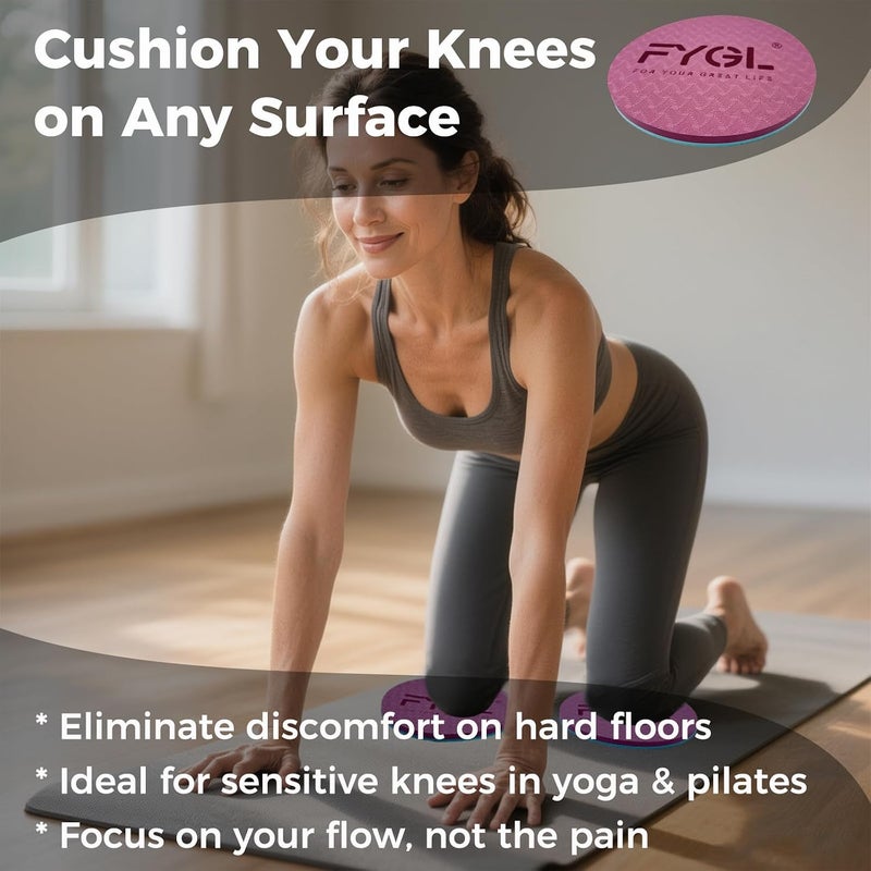 FYGL Knee Mats (2-Pack) with Moisture Wicking Headband | Yoga Knee Pad Cushion for Women | Non-Slip for Pilates, Workout, Floor Exercises - Image 2