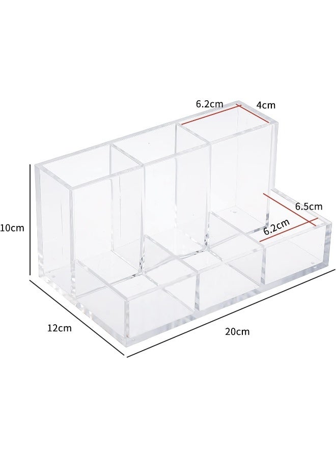 TPGP Clear Makeup Brush Holder, Cosmetics Organizer With 6 Compartments - Image 2