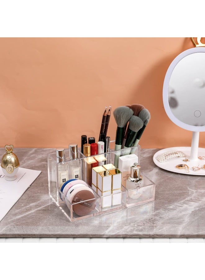 TPGP Clear Makeup Brush Holder, Cosmetics Organizer With 6 Compartments - Image 3